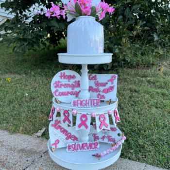 Brest Cancer Awareness Tiered Tray Decor